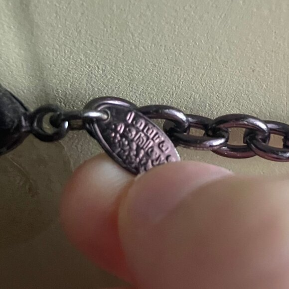 Mixed Metal Boho Statement Necklace Signed Laura Ashley Purple Hammered 15-18” - Picture 10 of 11